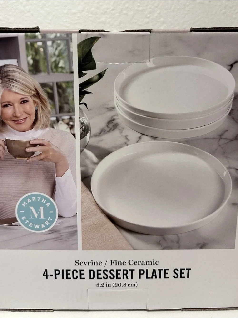 Martha Stewart Cream 4-Piece Dessert Plate Set